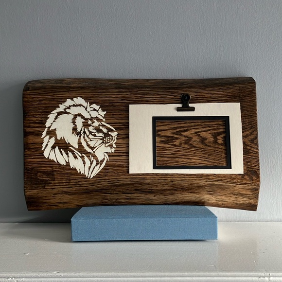 Other - Handmade Hanging Wooden Lion Photo Holder